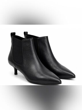 Joie Womens Black Leather Ankle Boots Size 9.5 Kitten Heel Pointed Toe